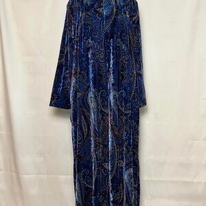 Vintage Y2K Velvet Paisley Zip-Front Nightgown by Phases